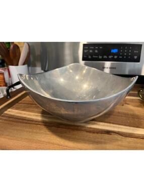 VINTAGE Nambe Classic #528 1967 Large 11" Aluminum Alloy Tri Corner Bowl